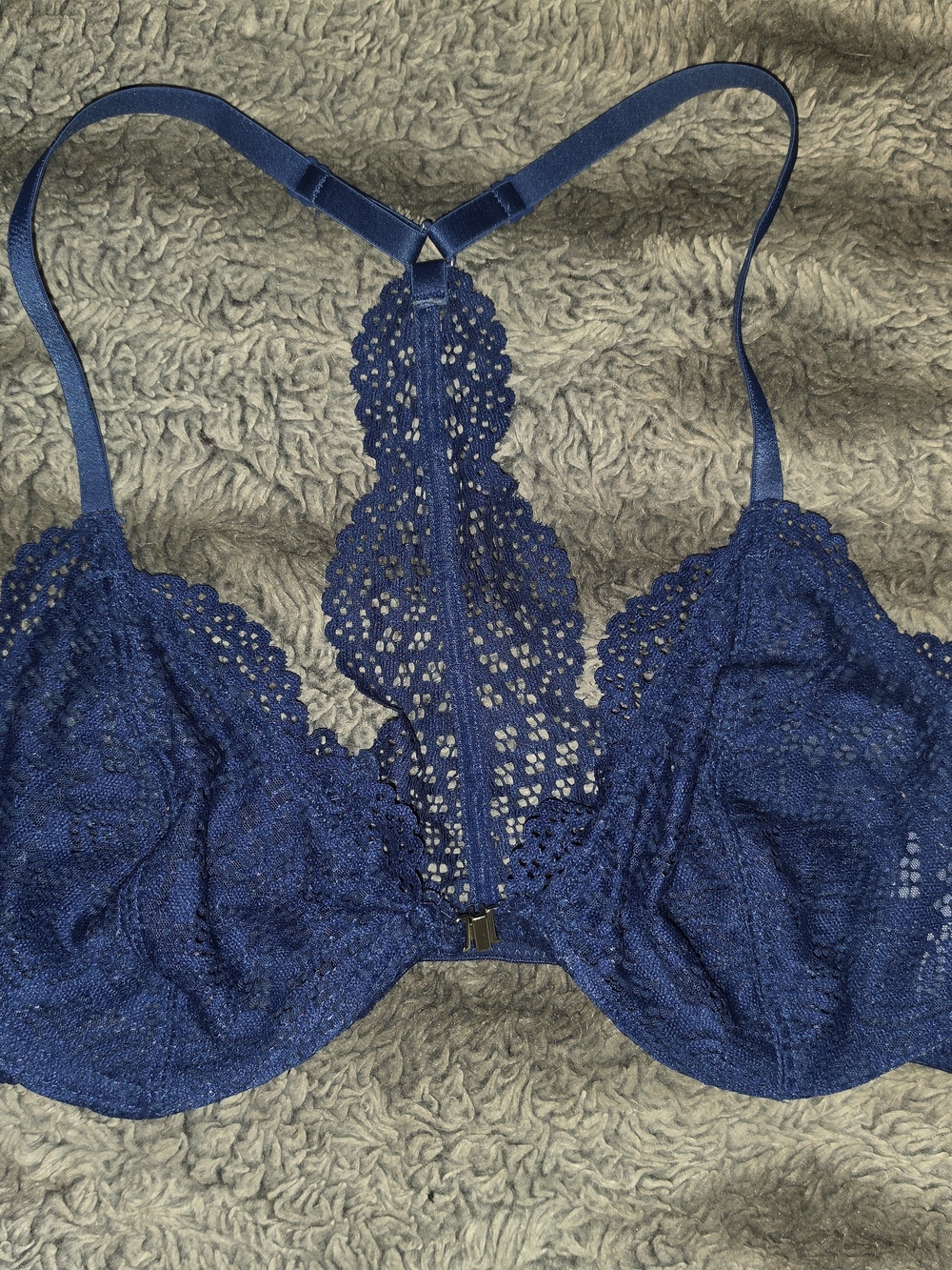Secret Treasures Navy Blue Lace Racerback Underwire Bra